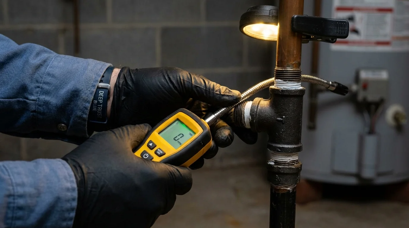 Gas leak detection with electronic sniffer by Johns Plumbing LLC in Baraboo